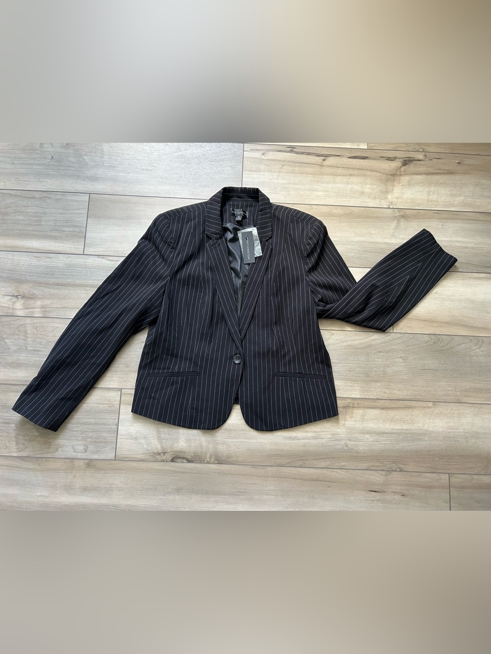 Worthington Black Pinstripe Single-Button Blazer Size XL